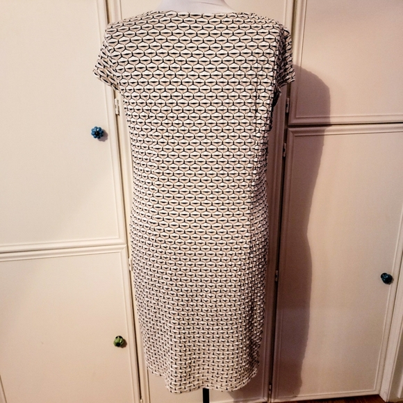 Sharagano Black White Tan Geometric Print Dress - Picture 3 of 5